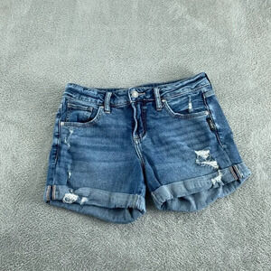 Silver Jeans Co. Womens Distressed Denim Boyfriend Shorts W25/L4.5 4813